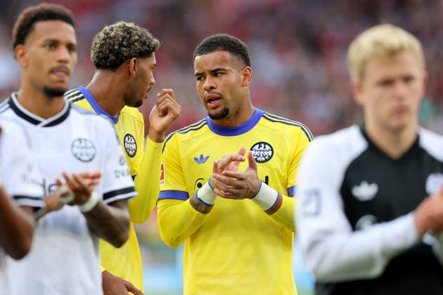 29.08.2026, xtgx, Fussball 1.Bundesliga, Union Berlin - Eintracht Frankfurt v.l. Kaua Santos (Eintracht Frankfurt) Noah Atubolu (Eintracht Frankfurt) Enttäuscht, traurig, frustriert, ratlos, Berlin *** August 29, 2026, xtgx, Soccer, Bundesliga 1, Union Berlin vs. Eintracht Frankfurt, L. Kaua Santos, Eintracht Frankfurt, Noah Atubolu, Eintracht Frankfurt, Disappointed, sad, frustrated, at a loss, Berlin