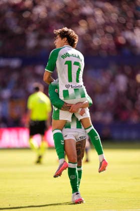 Levante UD v Real Betis Balompie - LaLiga EA Sports 2026 27 Rodrigo Riquelme left winger of Betis and Spain celebrates after scoring his sides first goal during the LaLiga EA Sports 2026 27 match between Levante UD and Real Betis Balompie at Ciutat de Valencia on August 29, 2026 in Valencia, Spain. Valencia Spain  Copyright: xJosexBretonx originalFilename:bretonhernandez-levanteu260829_npXfN.jpg