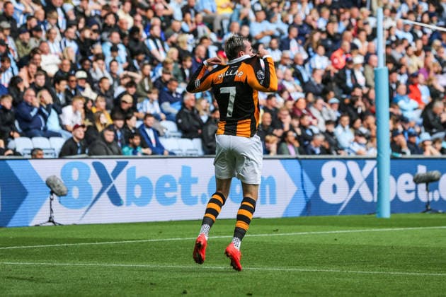 Coventry City v Hull City, Premier League Liam Millar of Hull City celebrates his goal to make it 0-1 during the Coventry City v Hull City Premier League match at Coventry Building Society Arena, Coventry, England on 29 August 2026 Credit: Richard Bierton Every Second Media Editorial use only. All images are copyright Every Second Media Limited. No images may be reproduced without prior permission. All rights reserved. Premier League and Football League images are subject to licensing agreements with Football DataCo Limited. see https: www.football-dataco.com Copyright: xIMAGO EveryxSecondxMediax ESM-2128-0024 RichardxBiertonx xEveryxSecondxMediax