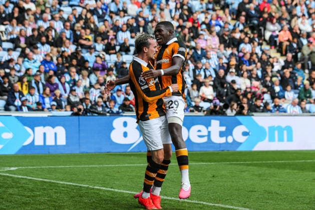 Coventry City v Hull City, Premier League Liam Millar of Hull City celebrates his goal to make it 0-1 during the Coventry City v Hull City Premier League match at Coventry Building Society Arena, Coventry, England on 29 August 2026 Credit: Richard Bierton Every Second Media Editorial use only. All images are copyright Every Second Media Limited. No images may be reproduced without prior permission. All rights reserved. Premier League and Football League images are subject to licensing agreements with Football DataCo Limited. see https: www.football-dataco.com Copyright: xIMAGO EveryxSecondxMediax ESM-2128-0026 RichardxBiertonx xEveryxSecondxMediax