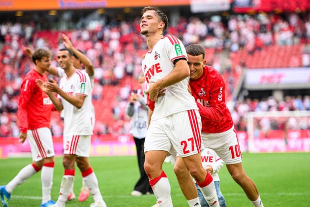 COLOGNE, GERMANY - 29 AUGUST, 2026: Thijs Dallinga, Said El Mala - 1. FC Koeln v TSG 1899 Hoffenheim - Bundesliga at RheinEnergieStadion.  Copyright: xVitaliixKliuievx
