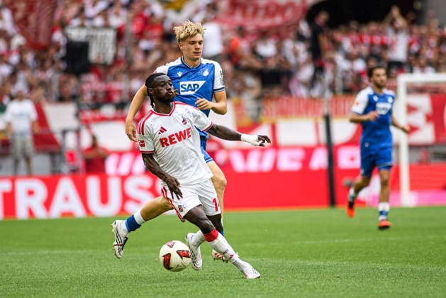 COLOGNE, GERMANY - 29 AUGUST, 2026: Gideon Mensah - 1. FC Koeln v TSG 1899 Hoffenheim - Bundesliga at RheinEnergieStadion.  Copyright: xVitaliixKliuievx