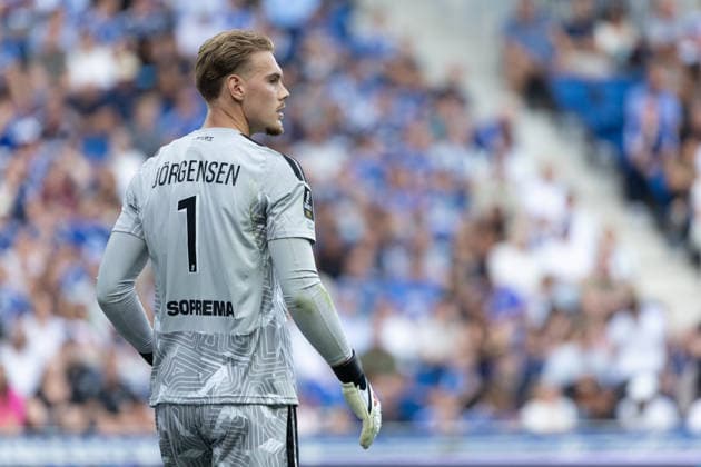Filip Jorgensen (Strasbourg) seen during Ligue 1 26 27 game between teams of RSC Strasbourg and RC Lens at Stade de la Meinau (Benjamin Faes Ball Raw Images) Strasbourg Stade de la Meinau France Copyright: xBenjaminxFaesx 0W4A3358