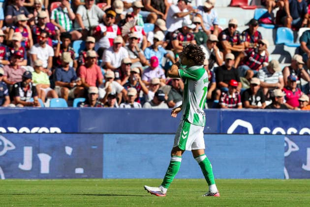 August 29, 2026, Valencia, Valencia, SPAIN: Rodrigo Riquelme of Real Betis Balompie celebrates a goal during the Spanish league, LaLiga EA Sports, football match played between Levante UD and Real Betis Balompie at Ciutat de Valencia stadium on August 29, 2026, in Valencia, Spain. Valencia SPAIN - ZUMAa181 20260829_zaa_a181_073 Copyright: xIvanxTerronx