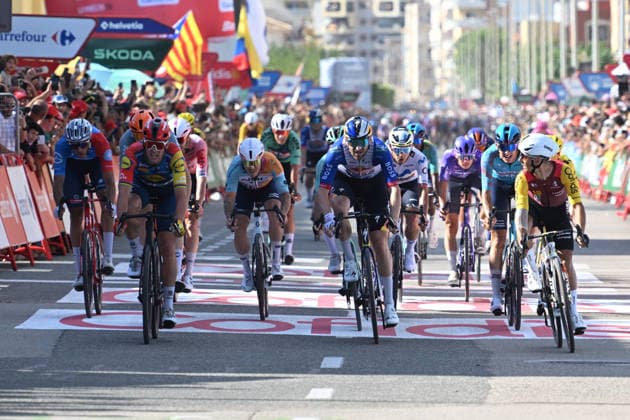 29-08-2026 Vuelta A Espana; Tappa 08 Pucol - Xeraco; 2026, Cofidis; 2026, Lidl - Trek; 2026, Red Bull - Bora Hansgrohe; Coquard, Bryan; Pedersen, Mads; Meeus, Jordi; Xeraco; 