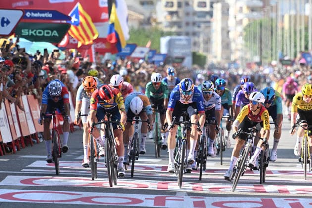 29-08-2026 Vuelta A Espana; Tappa 08 Pucol - Xeraco; 2026, Cofidis; 2026, Lidl - Trek; 2026, Red Bull - Bora Hansgrohe; Coquard, Bryan; Pedersen, Mads; Meeus, Jordi; Xeraco; 
