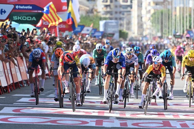 29-08-2026 Vuelta A Espana; Tappa 08 Pucol - Xeraco; 2026, Cofidis; 2026, Lidl - Trek; 2026, Red Bull - Bora Hansgrohe; Coquard, Bryan; Pedersen, Mads; Meeus, Jordi; Xeraco; 