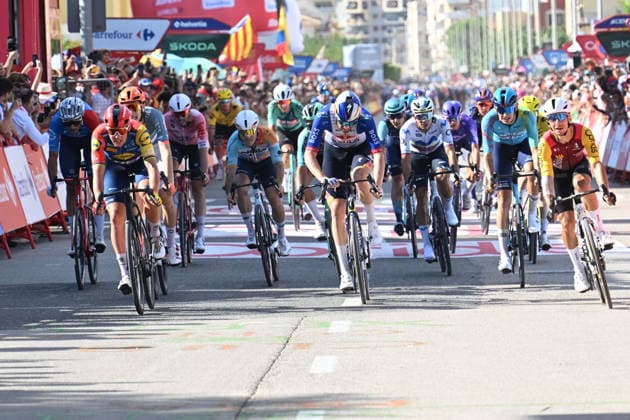 29-08-2026 Vuelta A Espana; Tappa 08 Pucol - Xeraco; 2026, Cofidis; 2026, Lidl - Trek; 2026, Red Bull - Bora Hansgrohe; Coquard, Bryan; Pedersen, Mads; Meeus, Jordi; Xeraco; 