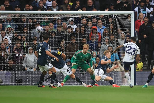 Tottenham Hotspur v Newcastle United, Premier League CHANCE Tottenham Hotspur Defender Pedro Porro (23) shoots towards goal during the Premier League match between Tottenham Hotspur and Newcastle United at Tottenham Hotspur Stadium, London, UK on 29 August 2026. London Tottenham Hotspur Stadium London UK Editorial use only DataCo restrictions apply See www.football-dataco.com , Copyright: xChrisxFoxwellx PSI-24771-0020