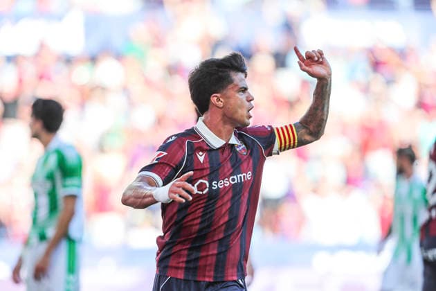 August 29, 2026, Valencia, Valencia, SPAIN: Roger Brugue of Levante UD celebrates a goal during the Spanish league, LaLiga EA Sports, football match played between Levante UD and Real Betis Balompie at Ciutat de Valencia stadium on August 29, 2026, in Valencia, Spain. Levante UD V Real Betis Balompie - LaLiga EA Sports  - ZUMAa181 20260829_zaa_a181_085 Copyright: xIvanxTerronx