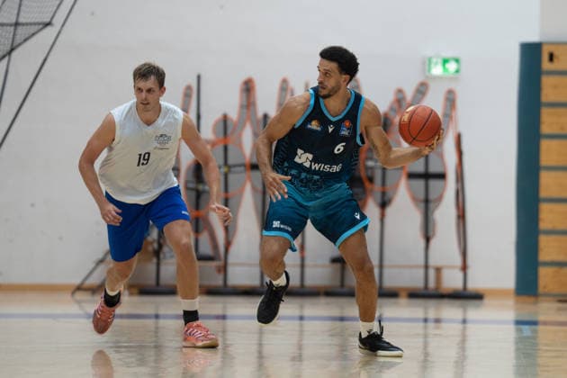 August 29, 2026, xhfmx, Basketball Exhibition Game, Frankfurt Skyliners vs. MLP Academics Heidelberg, Lorenz Brenneke (MLP Academics Heidelberg), Moses Pölking (Frankfurt Skyliners), Frankfurt