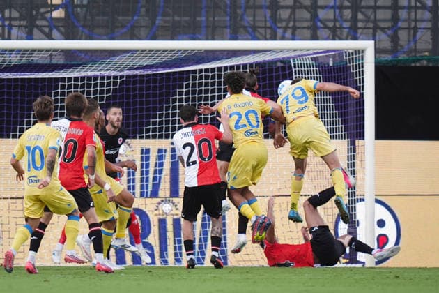 Frosinone™s Anthony Bracaglia goal 0-2 during the Serie A soccer match between Fiorentina and Frosinone at the Artemio Franchi Stadium in Florence, north Italy - Saturday, August 29, 2026 -  Copyright: xMassimoxPaolone LaPressex