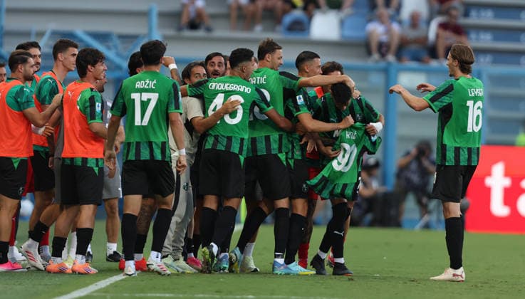 Sassuolo™s Cristian Volpato exultation after goal 1-0 during the Serie A soccer match between Sassuolo and Torino at the Mapei Stadium in Reggio Emilia, north east Italy - August1 29, 2026. - Soccer  Copyright: xGiannixSantandrea LaPressex