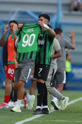 Sassuolo™s Cristian Volpato exultation after goal 1-0 during the Serie A soccer match between Sassuolo and Torino at the Mapei Stadium in Reggio Emilia, north east Italy - August1 29, 2026. - Soccer  Copyright: xGiannixSantandrea LaPressex