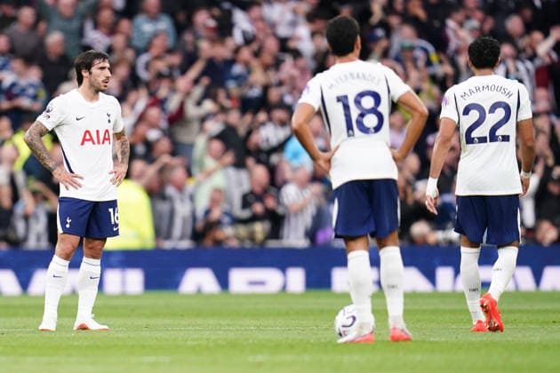Premier League: Tottenham Hotspur v Newcastle Untied Sandro Tonali of Tottenham Hotspur looks on after Newcastle make it 0-1 during the Premier League match Tottenham Hotspur vs Newcastle Untied at Tottenham Hotspur Stadium, London, United Kingdom on 29 August 2026 (Photo by Harvey Murphy News Images) Copyright: xHarveyxMurphy NewsxImagesx