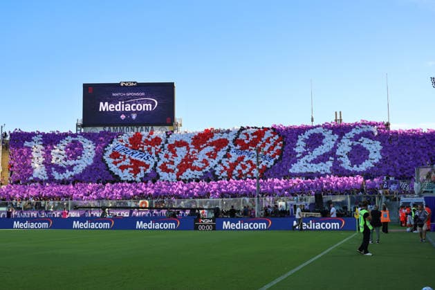 ACF Fiorentina v Frosinone Calcio - Campionato Serie A Choreography by Fiorentina fans for the centenary of ACF Fiorentina during the Italian Serie A football match between ACF Fiorentina and Frosinone Calcio , on August 29 ,2026 at the Artemio-Franchi stadium in Florence. Firenze FI Italy  Copyright: xAndreaxMartinix originalFilename:martini-acffiore260829_nphgC.jpg