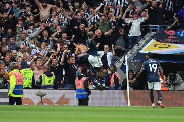 Tottenham Hotspur v Newcastle United, Premier League GOAL CELEBRATION Newcastle United Forward Yoane Wissa (9) makes it 0-2 during the Premier League match between Tottenham Hotspur and Newcastle United at Tottenham Hotspur Stadium, London, UK on 29 August 2026. London Tottenham Hotspur Stadium London UK Editorial use only DataCo restrictions apply See www.football-dataco.com , Copyright: xChrisxFoxwellx PSI-24771-0025