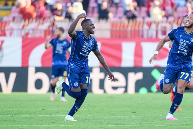 IPA87904984 - Hassane Kamara (Udinese Calcio) celebrates his goal during the AC Monza vs. Udinese Calcio Serie A soccer match in Monza, Italy, on August 29, 2026  Copyright: xLucaxRossini IPAxSportx xx 87904984