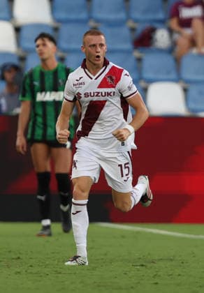 Torino™s Pietro Comuzzo celebrates during the Serie A soccer match between Sassuolo and Torino at the Mapei Stadium in Reggio Emilia, north east Italy - August1 29, 2026. - Soccer  Copyright: xGiannixSantandrea LaPressex