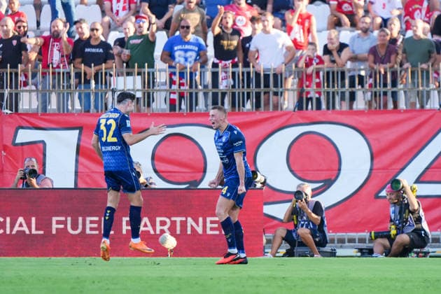 IPA87905005 - Jakub Piotrowski (Udinese Calcio) celebrates his goal during the AC Monza vs. Udinese Calcio Serie A soccer match in Monza, Italy, on August 29, 2026  Copyright: xLucaxRossini IPAxSportx xx 87905005