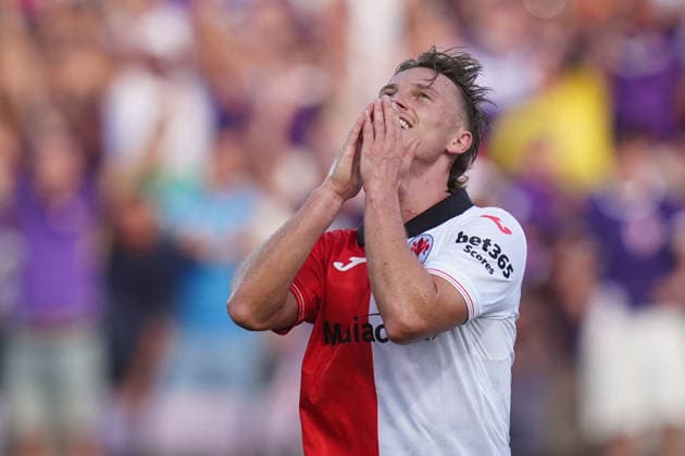 FiorentinaÕs Albert Gudmundsson reacts after missing a scoring chance during the Serie A soccer match between Fiorentina and Frosinone at the Artemio Franchi Stadium in Florence, north Italy - Saturday, August 29, 2026 -  Copyright: xMassimoxPaolone LaPressex