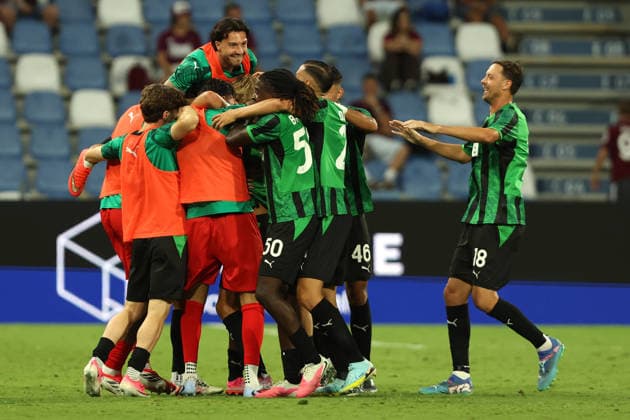Sassuolo™s Domenico Berardi celebrates after goal 2-1 during the Serie A soccer match between Sassuolo and Torino at the Mapei Stadium in Reggio Emilia, north east Italy - August1 29, 2026. - Soccer  Copyright: xGiannixSantandrea LaPressex