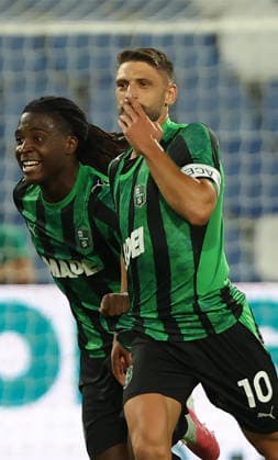 Sassuolo™s Domenico Berardi celebrates after goal 2-1 during the Serie A soccer match between Sassuolo and Torino at the Mapei Stadium in Reggio Emilia, north east Italy - August1 29, 2026. - Soccer  Copyright: xGiannixSantandrea LaPressex
