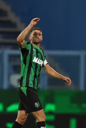 Sassuolo™s Domenico Berardi celebrates after goal 2-1 during the Serie A soccer match between Sassuolo and Torino at the Mapei Stadium in Reggio Emilia, north east Italy - August1 29, 2026. - Soccer  Copyright: xGiannixSantandrea LaPressex