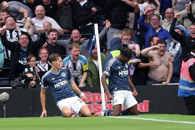 London, England, 29th August 2026. Anthony Elanga of Newcastle United celebrates scoring their side s first goal of the game during the Tottenham Hotspur vs Newcastle United Premier League match at the Tottenham Hotspur Stadium, London. Picture credit should read: David Klein Sportimage EDITORIAL USE ONLY. No use with unauthorised audio, video, data, fixture lists, club league logos or live services. Online in-match use limited to 120 images, no video emulation. No use in betting, games or single club league player publications. SPI_029_DK_Spurs_Newcastle SPI-4941-0029