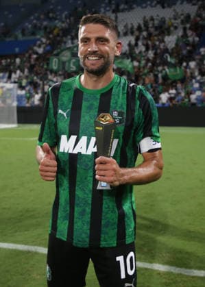 Sassuolo™s Domenico Berardi Panini player of the match during the Serie A soccer match between Sassuolo and Torino at the Mapei Stadium in Reggio Emilia, north east Italy - August 29, 2026. - Soccer  Copyright: xGiannixSantandreaLaPressex