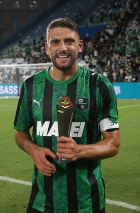 Sassuolo™s Domenico Berardi Panini player of the match during the Serie A soccer match between Sassuolo and Torino at the Mapei Stadium in Reggio Emilia, north east Italy - August 29, 2026. - Soccer  Copyright: xGiannixSantandreaLaPressex