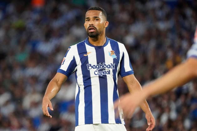 Yangel Herrera of Real Sociedad seen in action during the La Liga EA Sports football match between Real Sociedad and RCD Espanyol de Barcelona at Estadio Anoeta on August 29, 2026 in San Sebastian, Spain. (Mickael Ducint Ball Raw Images) San Sebastian Estadio Anoeta Spain Copyright: xMickaelxDucintx mickaelducint_RealSociedad_Espanyol406