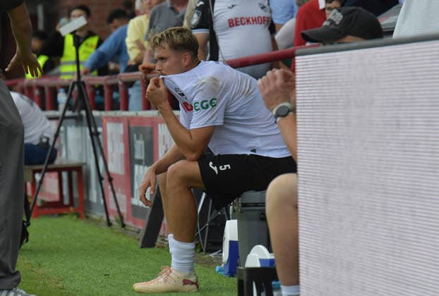 August 29, 2026, GER, Soccer, 3rd Division, 2026–2027 Season, Matchday 3, Sportclub Arena, Verl SC Verl vs. Fortuna Köln 1–2, Nick Seidel (SC Verl), Action, Single frame, Landscape, Facial expressions, Gestures, Disappointed, Disappointment