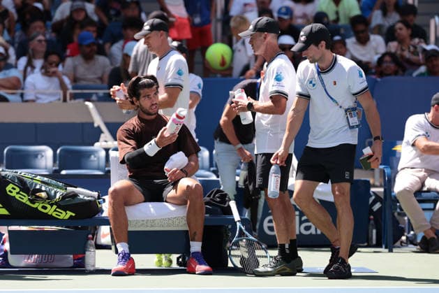 Carlos Alcaraz, Training, Practice, U.S. Open Championships, Billie Jean King National Tennis Center, Flushing Meadows, New York, USA Copyright: xJuergenxHasenkopfx