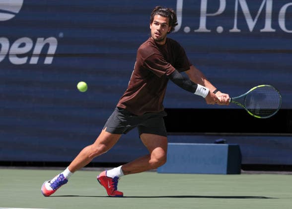 Carlos Alcaraz, Training, Practice, U.S. Open Championships, Billie Jean King National Tennis Center, Flushing Meadows, New York, USA Copyright: xJuergenxHasenkopfx