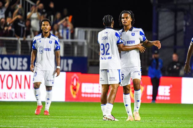 FOOTBALL : AJ Auxerre vs SCO Angers - Ligue 1 - JournÃ e 2 - 29 08 2026 Joie des joueurs de l™AJ Auxerre aprÃ s le but de Remy Labeau Lascary (AJ Auxerre) AuxerreFrance  Copyright: xBaptistexAutissierx