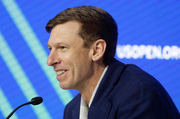 US Open Tournament Director Eric Butorac speaks at a press conference, PK, Pressekonferenz at the 2026 US Open Tennis Championship at the USTA Billie Jean King National Tennis Center in New York City on Saturday, August 29, 2026.  NYP20260829108 JOHNxANGELILLO