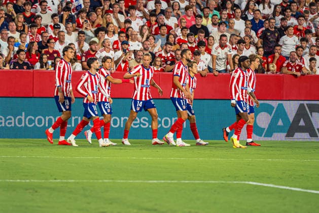 ESP LaLiga EA Sports Sevilla FC vs. Atlético de Madrid: Alex Baena of Atlético de Madrid scores a goal and celebrates during the LaLiga EA Sports match between Sevilla FC and Atlético de Madrid, played at Ramón Sánchez Pizjuán Stadium in Seville on August 29, 2026, in Spain. Spanish Soccer Copyright: xAgenciaxLOFx