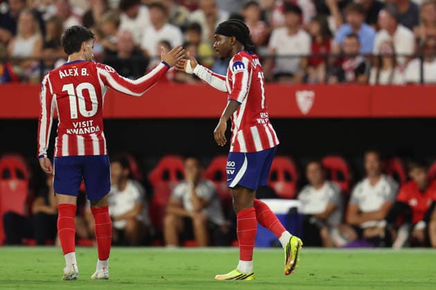 ESP: Sevilla FC - Atletico de Madrid. La Liga EA Sports. Matchday 3 Ademola Lookman and Alex Baena of Atletico de Madrid celebrating goal during the La Liga EA Sports match between Sevilla FC and Atletico de Madrid played at Ramon Sanchez Pizjuan Stadium on August 29, 2026 in Sevilla, Spain. kpng Copyright: xAntonioxPozox xPRESSINPHOTOx AP_2627_SEV_ATM_023