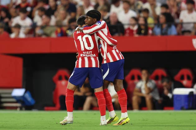 ESP: Sevilla FC - Atletico de Madrid. La Liga EA Sports. Matchday 3 Ademola Lookman and Alex Baena of Atletico de Madrid celebrating goal during the La Liga EA Sports match between Sevilla FC and Atletico de Madrid played at Ramon Sanchez Pizjuan Stadium on August 29, 2026 in Sevilla, Spain. kpng Copyright: xAntonioxPozox xPRESSINPHOTOx AP_2627_SEV_ATM_024