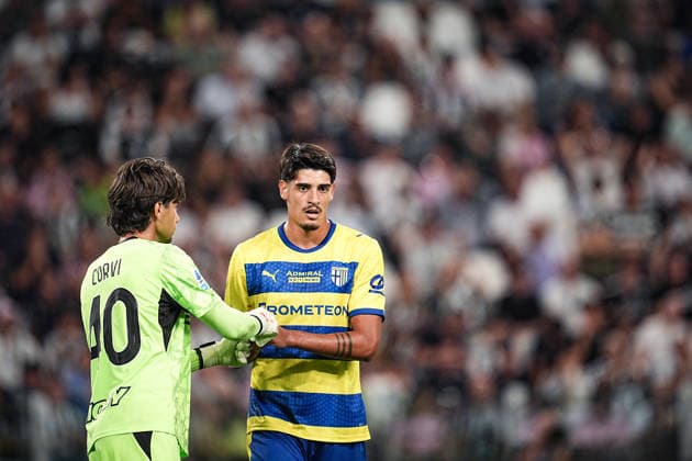 Parma™s Edoardo Corvi and Parma™s Mariano Troilo during the Serie A soccer match between Juventus and Parma at the Allianz Stadium in Turin, north west Italy - Saturday, August 29, 2026. - Soccer .  Copyright: xMarcoxAlpozzi LaPressex