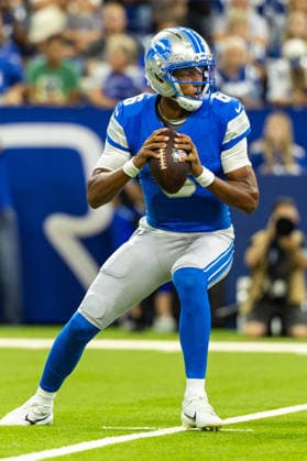 Aug 29, 2026; Indianapolis, Indiana, USA; Detroit Lions quarterback Joshua Dobbs (6) drops back in the pocket during NFL, American Football Herren, USA preseason game action against the Indianapolis Colts at Lucas Oil Stadium. Mandatory Credit: -Cal Media Indianapolis USA - ZUMAc04_ 20260829_zma_c04_013 Copyright: xJohnxMersitsx