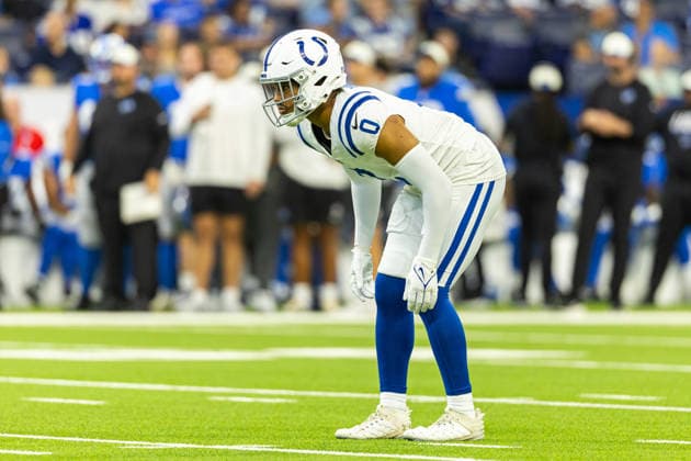 Aug 29, 2026; Indianapolis, Indiana, USA; Indianapolis Colts safety Camryn Bynum (0) during NFL, American Football Herren, USA preseason game action against the Detroit Lions at Lucas Oil Stadium. Mandatory Credit: -Cal Media NFL 2026: Lions Vs Colts AUG 29  - ZUMAc04_ 20260829_zma_c04_030 Copyright: xJohnxMersitsx