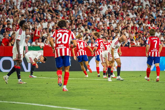 ESP LaLiga EA Sports Sevilla FC vs. Atlético de Madrid: Alex Baena of Atlético de Madrid scores a goal and celebrates during the LaLiga EA Sports match between Sevilla FC and Atlético de Madrid, played at the Ramón Sánchez Pizjuán Stadium in Seville on August 29, 2026, in Spain. Spanish Soccer Copyright: xAgenciaxLOFx