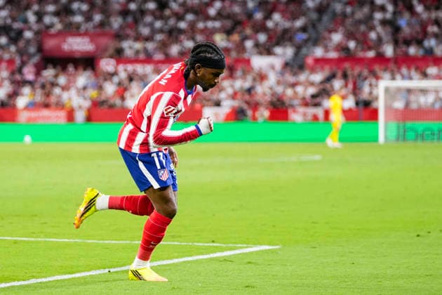 August 29, 2026, Sevilla, Sevilla, Spain: Ademola Lookman of Atletico de Madrid celebrates a goal during the Spanish league, LaLiga EA Sports, football match played between Sevilla FC and Atletico de Madrid at Ramon Sanchez-Pizjuan stadium on August 29, 2026, in Sevilla, Spain. Sevilla FC V Atletico De Madrid - LaLiga EA Sports  - ZUMAa181 20260829_zaa_a181_161 Copyright: xJoaquinxCorcherox