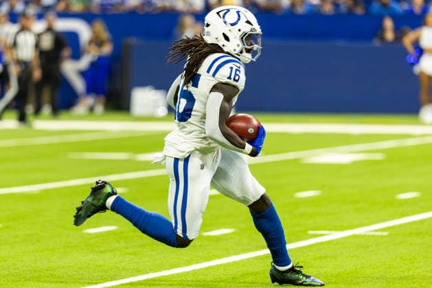 NFL, American Football Herren, USA 2026: Lions Vs Colts AUG 29 Aug 29, 2026; Indianapolis, Indiana, USA; Indianapolis Colts wide receiver Ashton Dulin (16) runs with the ball during NFL preseason game action against the Detroit Lions at Lucas Oil Stadium. Mandatory Credit: John Mersits-Cal Media (Credit Image: Â John Mersits Cal Sport Media) Indianapolis Indiana USA EDITORIAL USE ONLY Copyright: xx ZUMA-20260829_zma_c04_028.jpg JohnxMersitsx csmphotothree515210