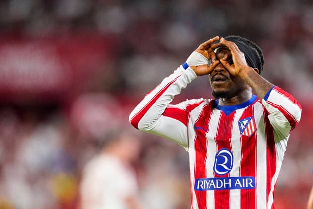 August 29, 2026, Sevilla, Sevilla, Spain: Ademola Lookman of Atletico de Madrid celebrates a goal during the Spanish league, LaLiga EA Sports, football match played between Sevilla FC and Atletico de Madrid at Ramon Sanchez-Pizjuan stadium on August 29, 2026, in Sevilla, Spain. Sevilla Spain - ZUMAa181 20260829_zaa_a181_169 Copyright: xJoaquinxCorcherox