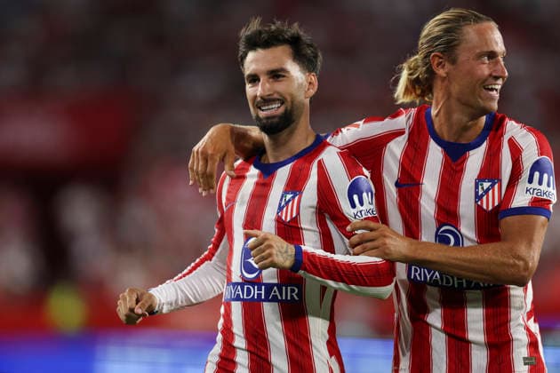 ESP: Sevilla FC - Atletico de Madrid. La Liga EA Sports. Matchday 3 Alex Baena of Atletico de Madrid celebrates after scoring the 0-3 during the La Liga EA Sports match between Sevilla FC and Atletico de Madrid played at Ramon Sanchez Pizjuan Stadium on August 29, 2026 in Sevilla, Spain. kpng Copyright: xAntonioxPozox xPRESSINPHOTOx AP_2627_SEV_ATM_038