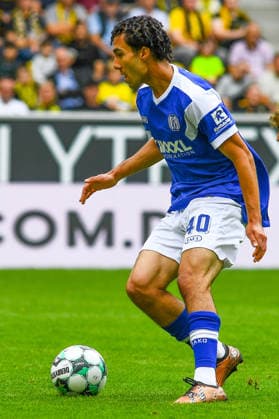 Niclas Nadj, SV Meppen, age 40, on the ball, game scene, cutout, full body, single frame, action, August 29, 2026, Aachen, Germany, soccer, 3rd Division, TSV Alemannia Aachen vs. SV Meppen, soccer, 3rd Division, TSV Alemannia Aachen vs. SV Meppen, DFB and DFL regulations prohibit any use of photographs as image sequences and or quasi-video xmhx
