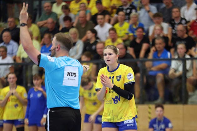 Handball, Alsco HBF1: HC Leipzig vs. Borussia Dortmund, August 29, 2026; Wiebke Meyer 41; HC Leipzig receives a two-minute penalty; time penalty; Alsco Women s Handball Bundesliga HBF1, 2026–2027 season, Matchday 1: HC Leipzig vs. Borussia Dortmund on August 29, 2026, at the Markranstädt Sports Center Copyright: xBEAUTIFULxSPORTS JanxKaeferx